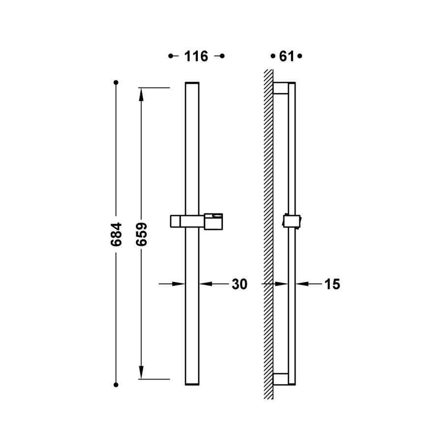 BARRA DUCHA TRES PROJECT 600MM CROMO -134516-