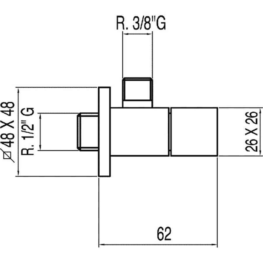 LLAVE REGULACION 1/2"X3/8" CUADRADA TRES CROMO 