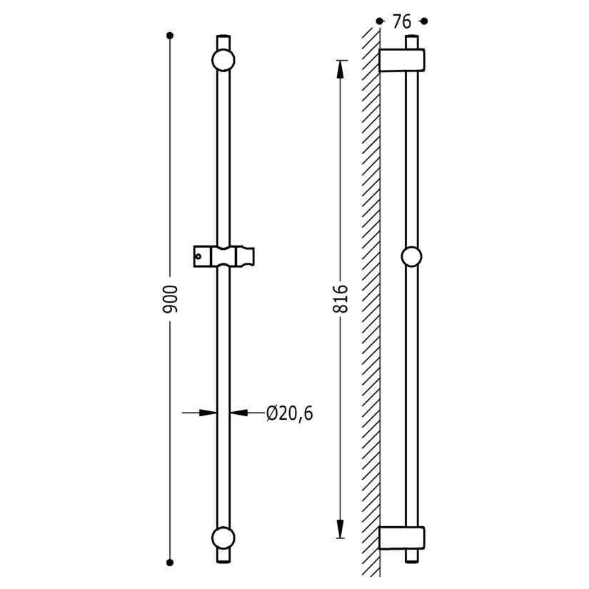 BARRA DESLIZ. PRACTIC-MAX 900MM TRES -161838-